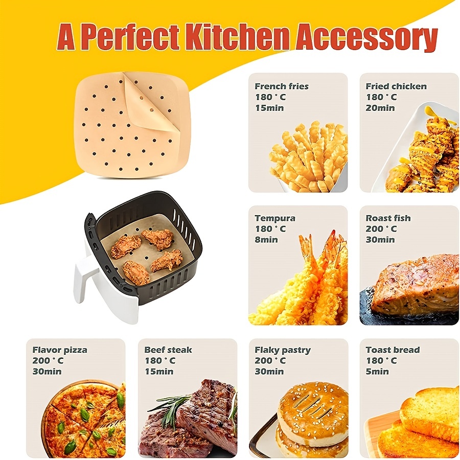 Air Fryer Parchment Liners,200 Pcs Perforated Square Air Fryer