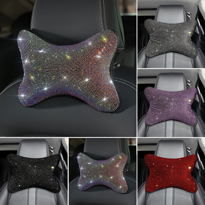 1PC Bling Rhinestone Crystal Car Neck Pillows Waist Support Diamond Auto  Headrest Pillow for Women Car Interior Accessories