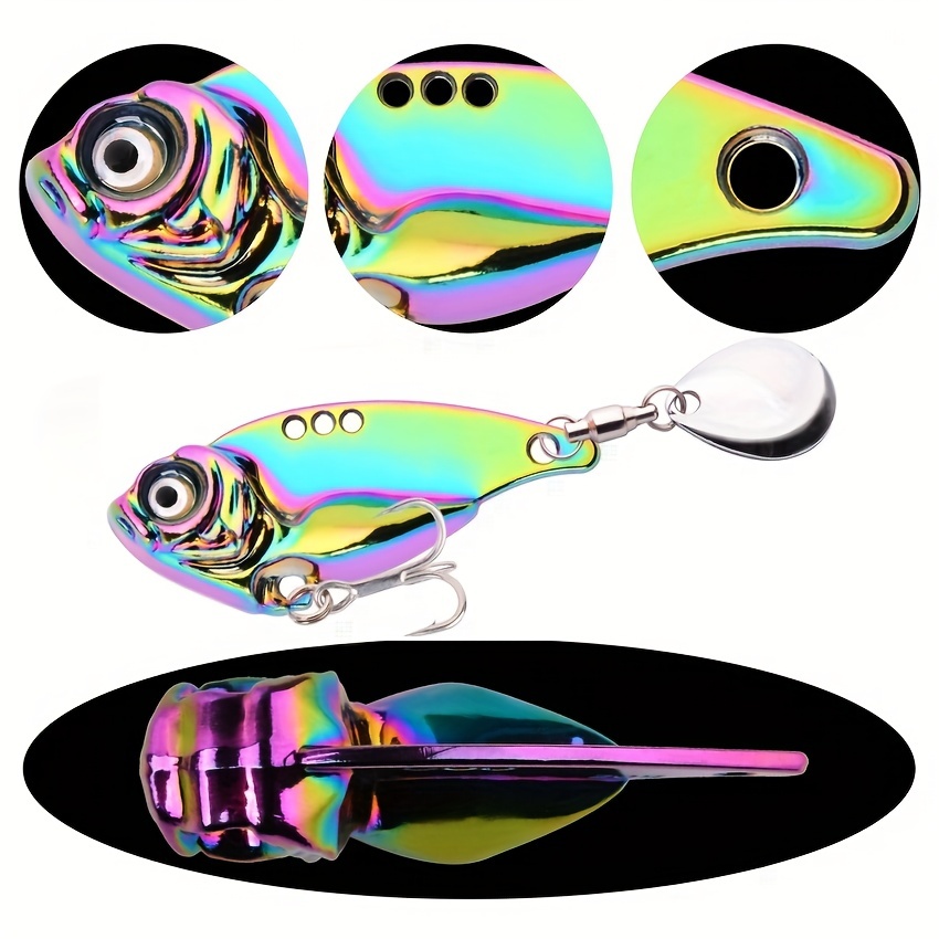10pcs Metal Vib Lures Wobbler, Rotating Metal Vib Vibration Bait, Winter  Fishing Lure Set, Artificial Hard Baits Spinner Spoon Lure 3D Eyes