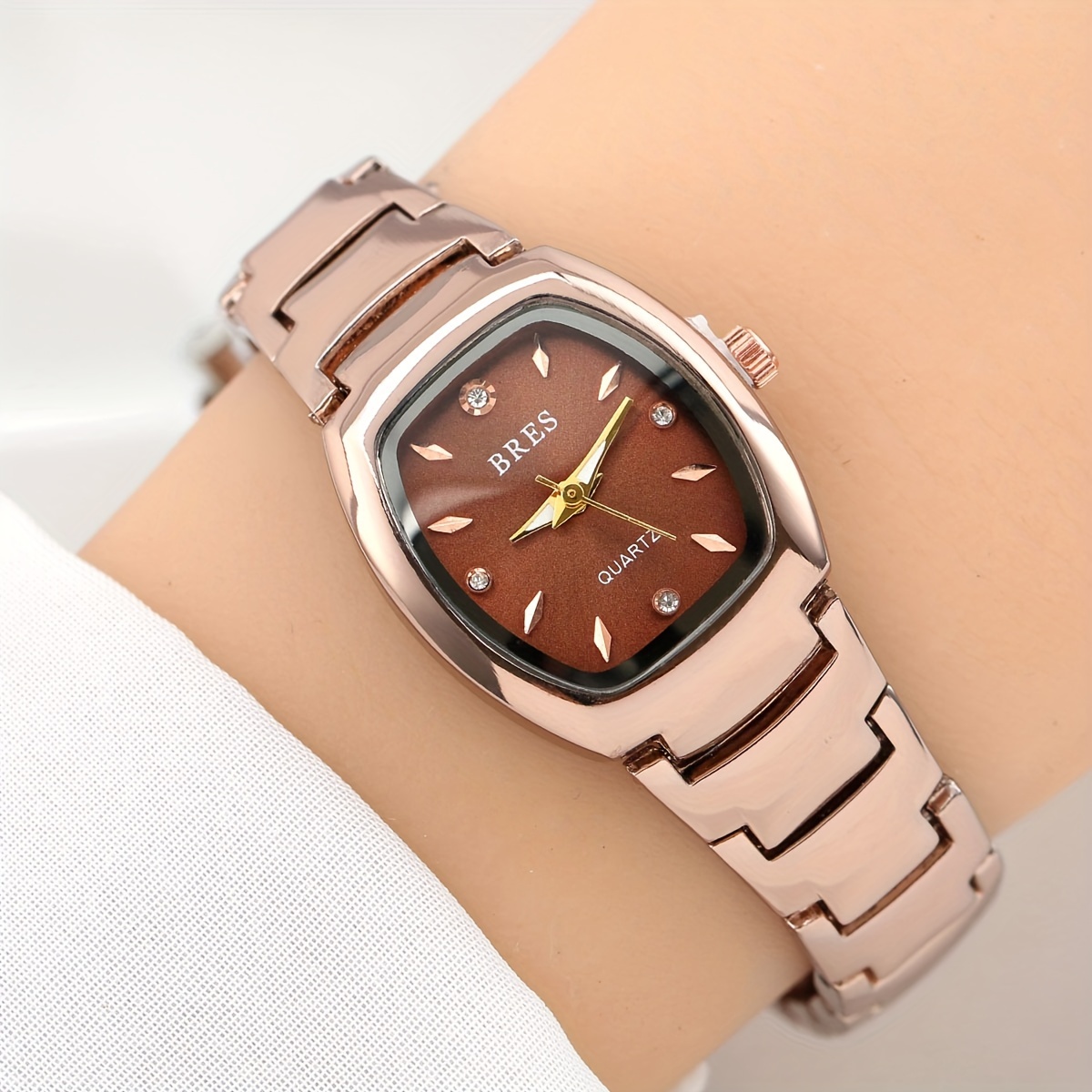 女性用腕時計ヴィンテージ トノー ポインター クォーツ時計ローマ ファッション アナログ PU レザー腕時計 - Temu Japan