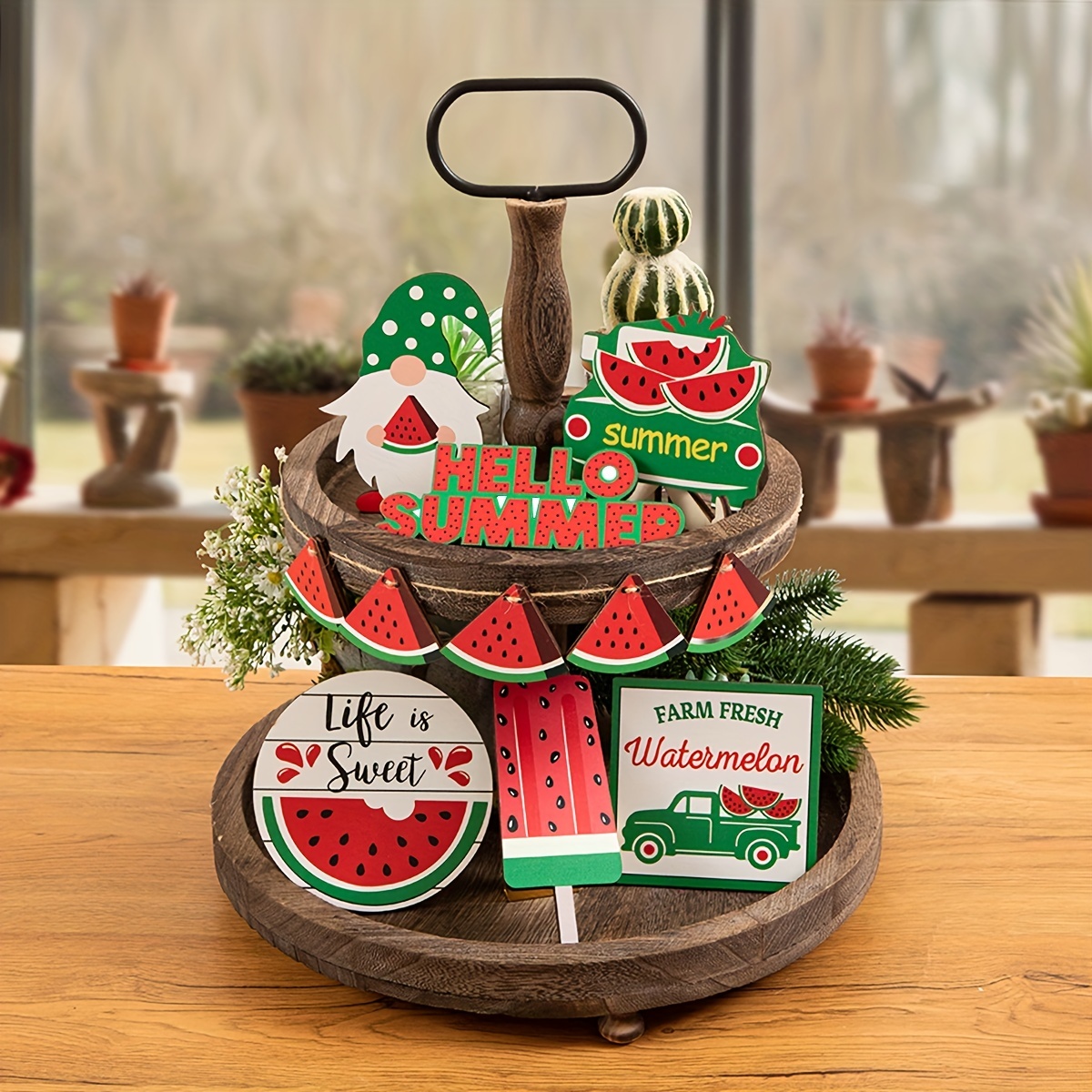 Summer Tiered Tray Decor Farmhouse Watermelon Tray - Temu