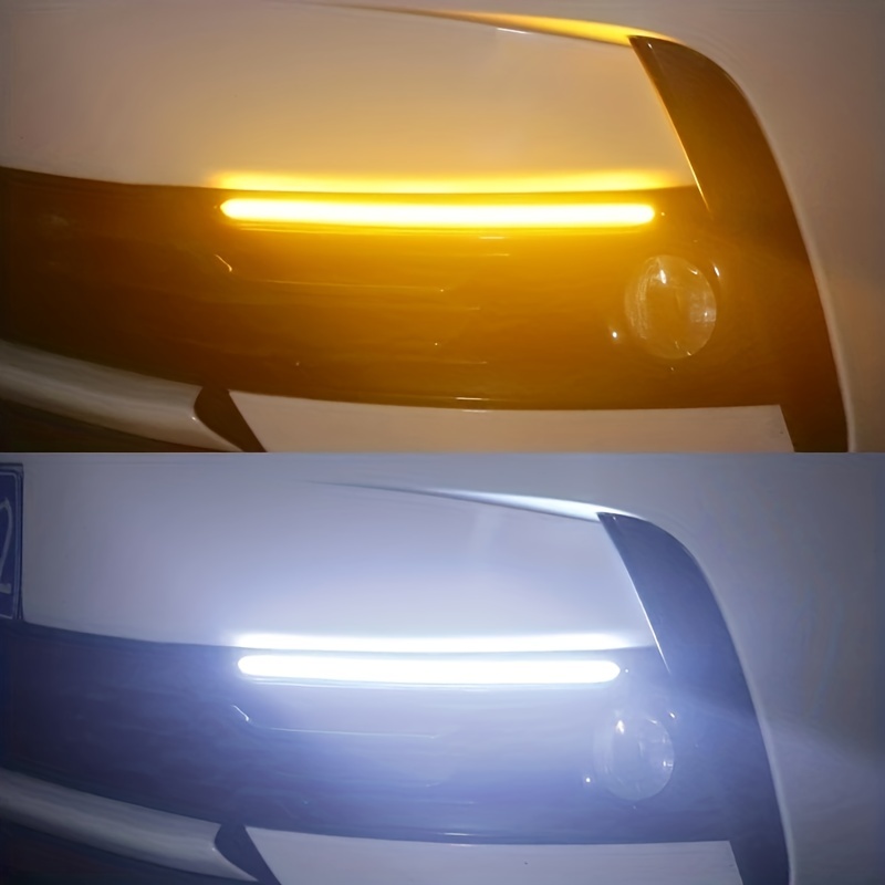 1 ペア 12 ボルト高輝度 DRL LED デイタイムランニングライト車のヘッドライトシーケンシャル DRL LED  ストリップウインカーイエローフロー自動デイライト