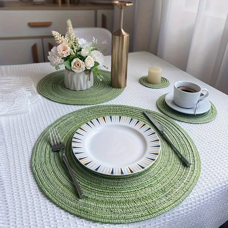 Round Placemats Nordic Style Cotton Yarn Placemats Round - Temu