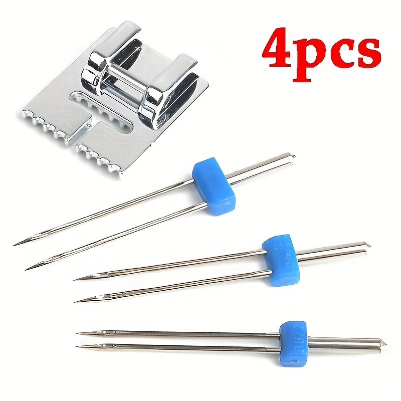 3pcs Twin Needles Size 2/3/4mm And Wrinkled 9 Grooves Sewing Presser Feet  For Singer Brother Sewing Machine Accessories