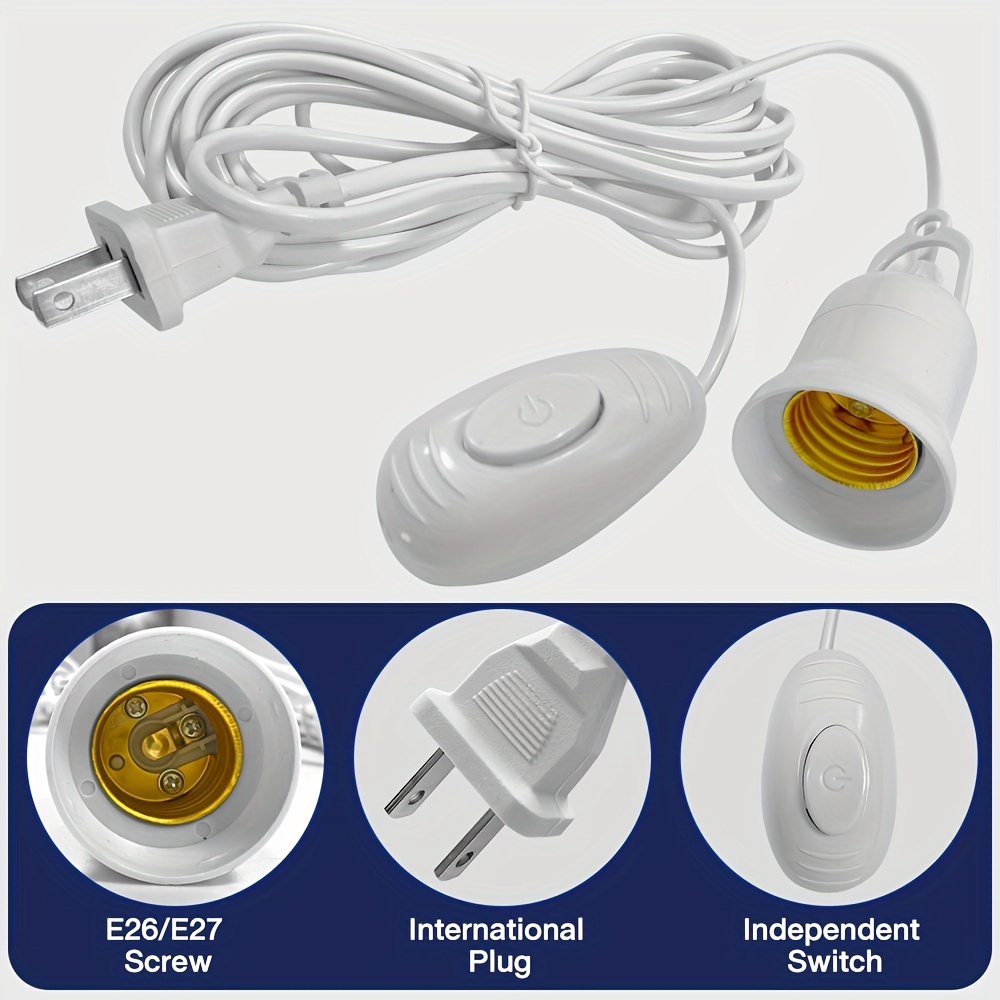Enchufe Lámpara Led E26 Cable Extensión 5 9 Pies Interruptor - Temu