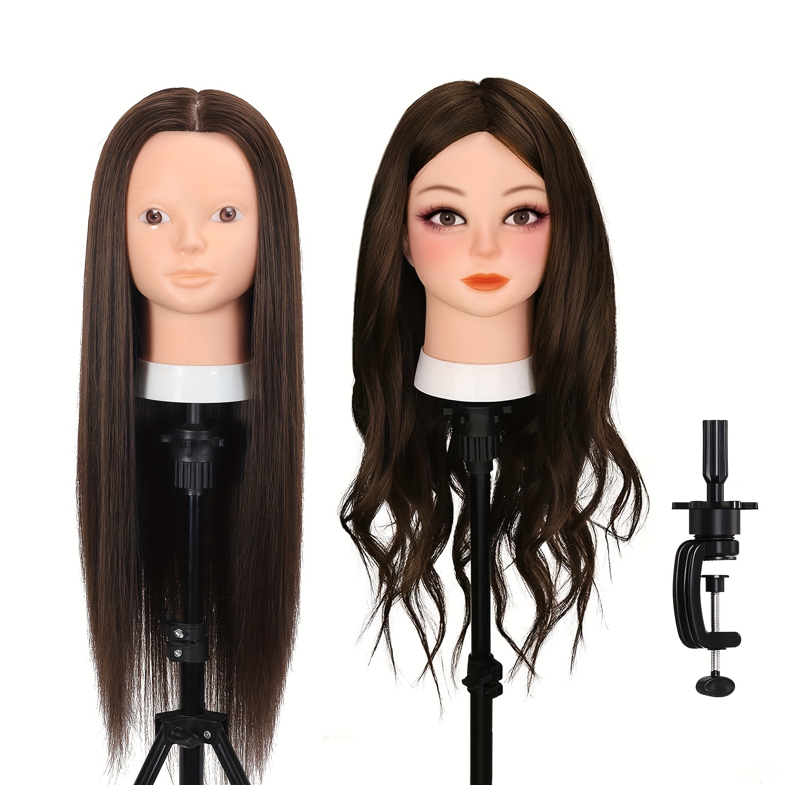 Mannequin Head With Human Hair And Wig Stand Tripod For Beauty School  Braiding Practice Hairdresser Training Manikin Head Tripod