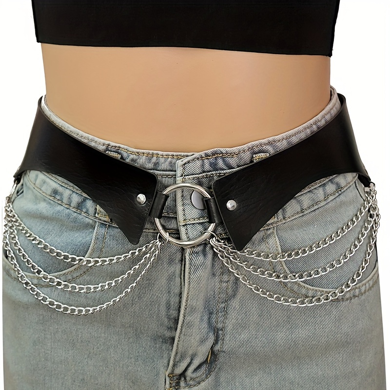 BODIY High Waisted Harness Belt for Women Spiky Punk Rock Belts PU Leather  Rave Waist Strap Rivet Body Chain Accessory