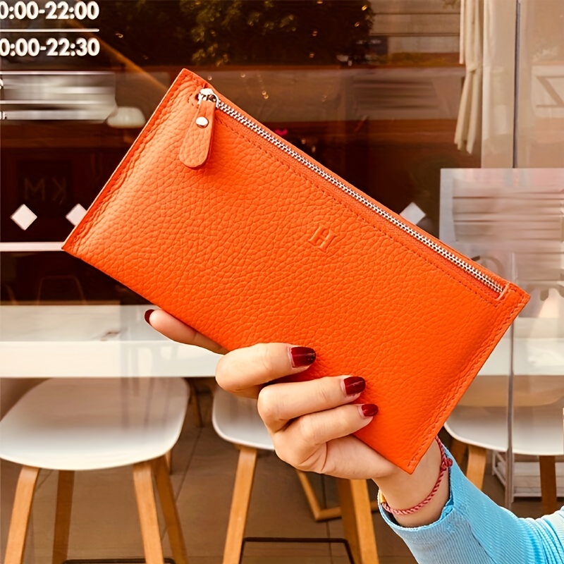 Retro Double Zipper Long Wallet With Wristlet, Heart Print Clutch Bag, Faux  Leather Mobile Phone Purse - Temu