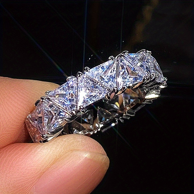 Triangle Zircon Ring, 18K Plated Promise Ring