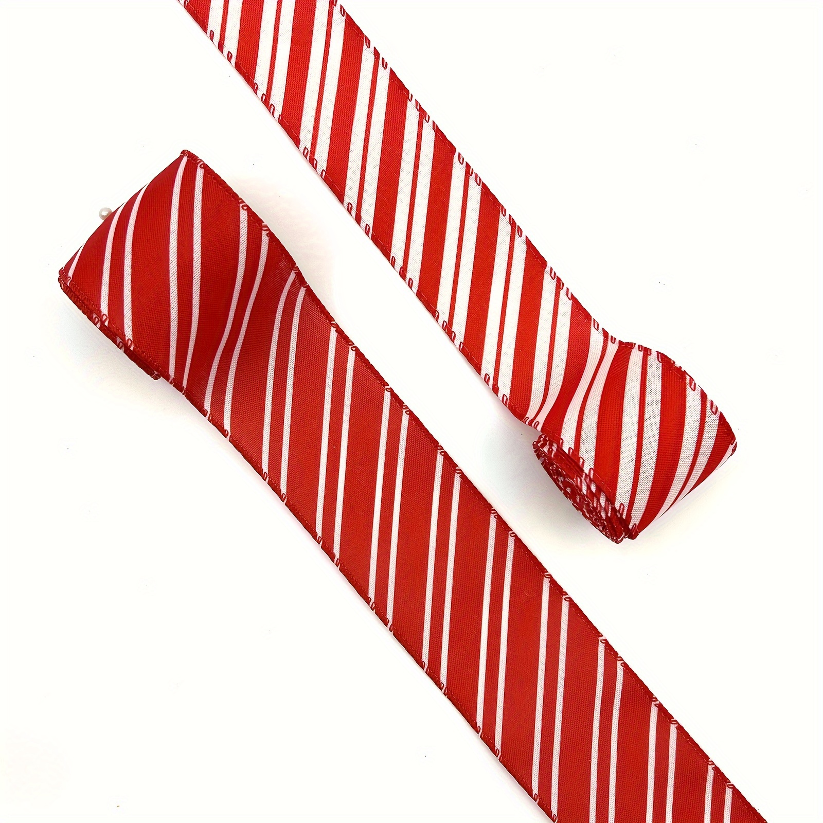 Red Candy Striped Torn Frayed Ribbon - Gift Wrap/crafts