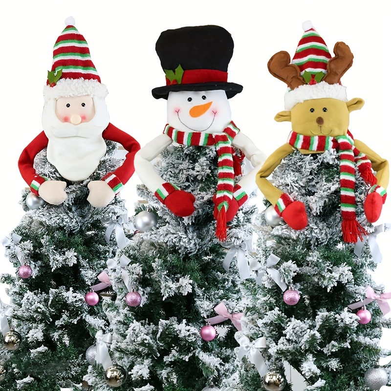 

1pc, Festive Christmas Tree Top Star And Snowman Decorations - Felt Hat Pendant For Holiday Cheer