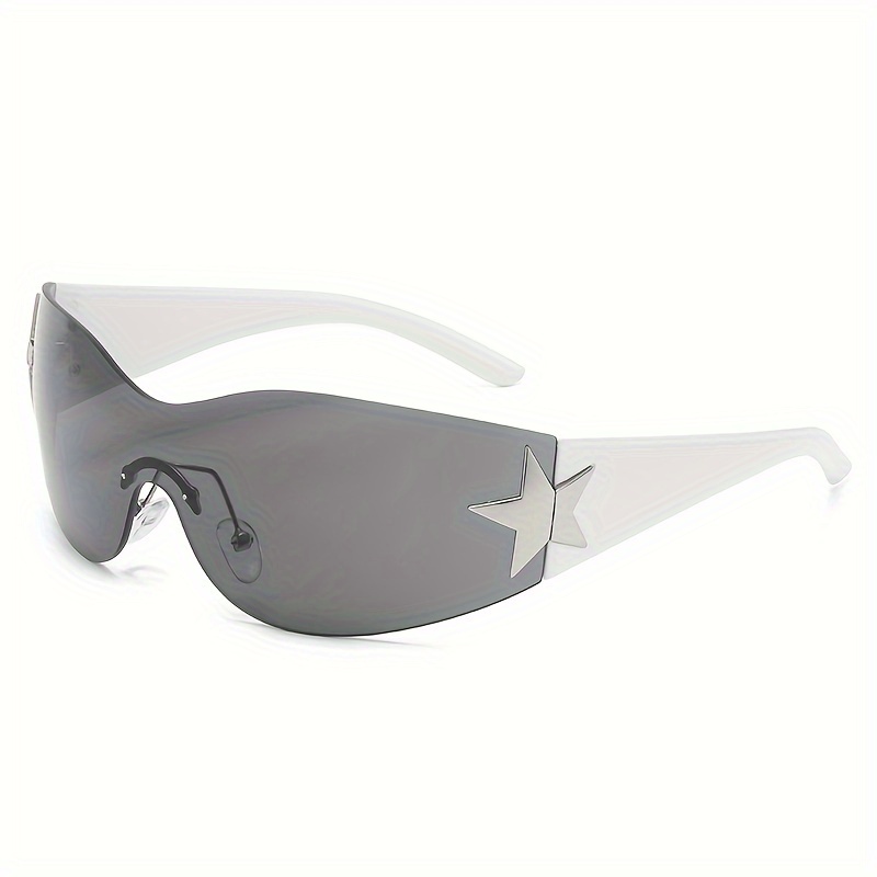 Rimless Y2k Sunglasses Women Men Trendy Shield Wrap Around - Temu Canada