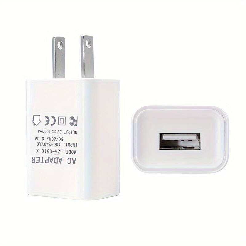 Cargador Certificado Estándar De EE. UU. 5v1A: Adaptador De Corriente Para  Carga Móvil USB
