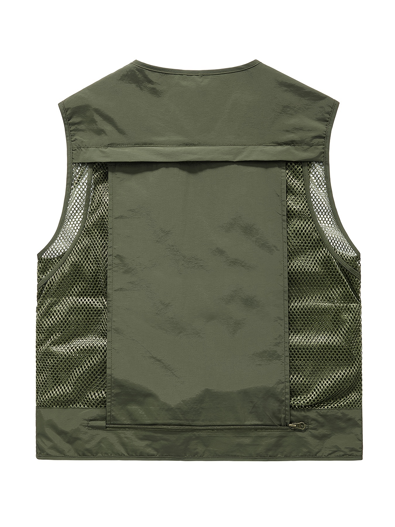 Solid Nylon Men's Multi pocket Zip Breathable Fishing Vest - Temu