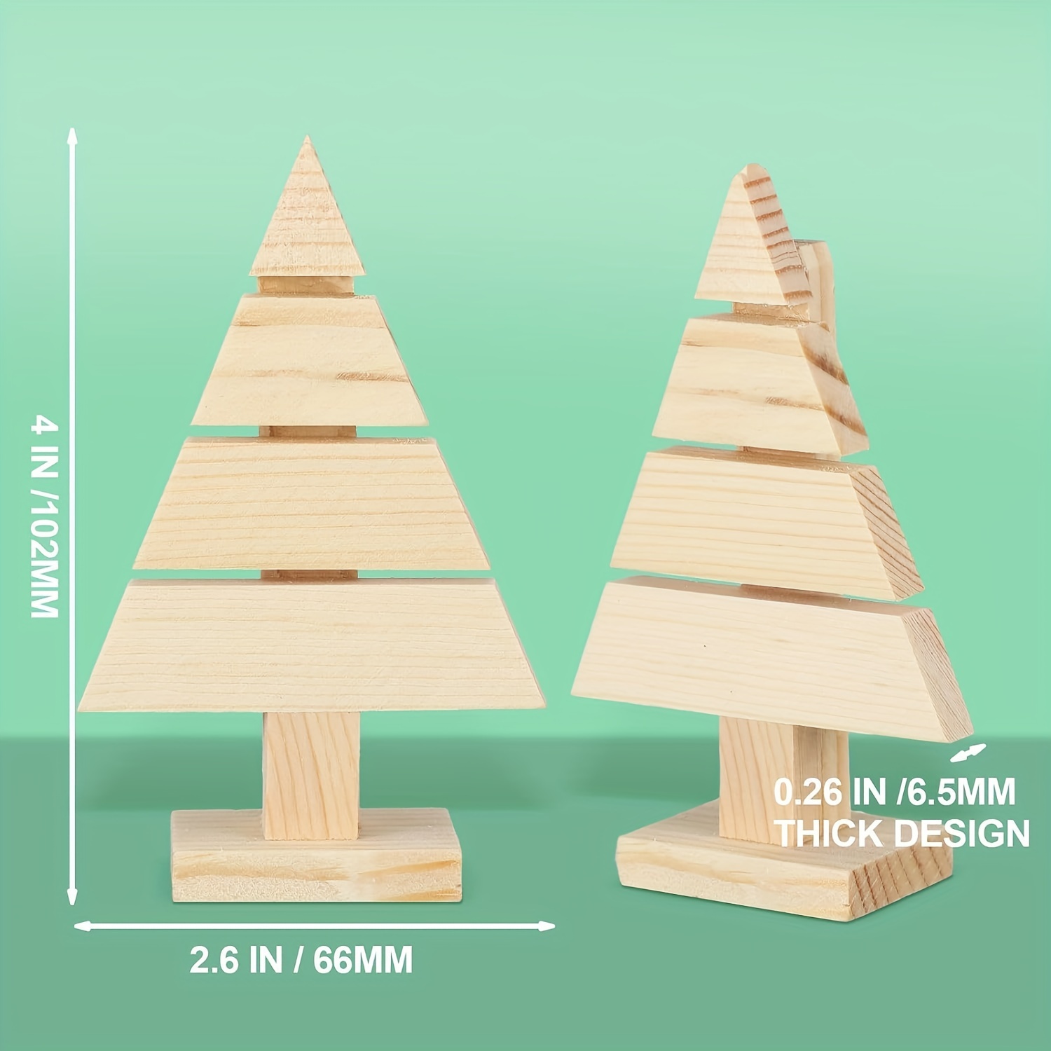 4PCS Wooden Crafts To Paint Christmas Tree Hanging Ornaments