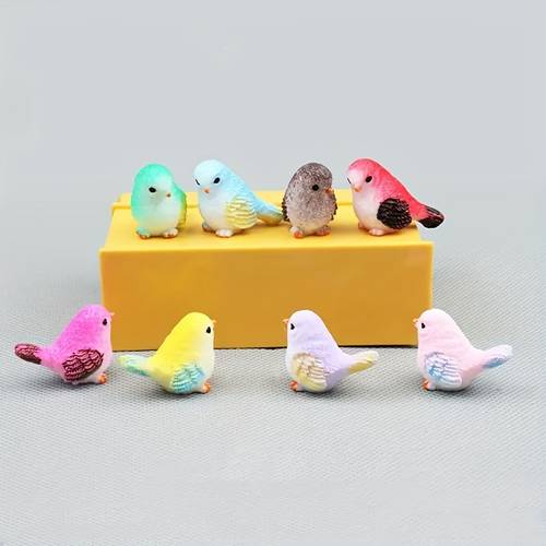8pcs colorful bird decorations for your fairy garden toy house cake a micro landscape of resin animal models