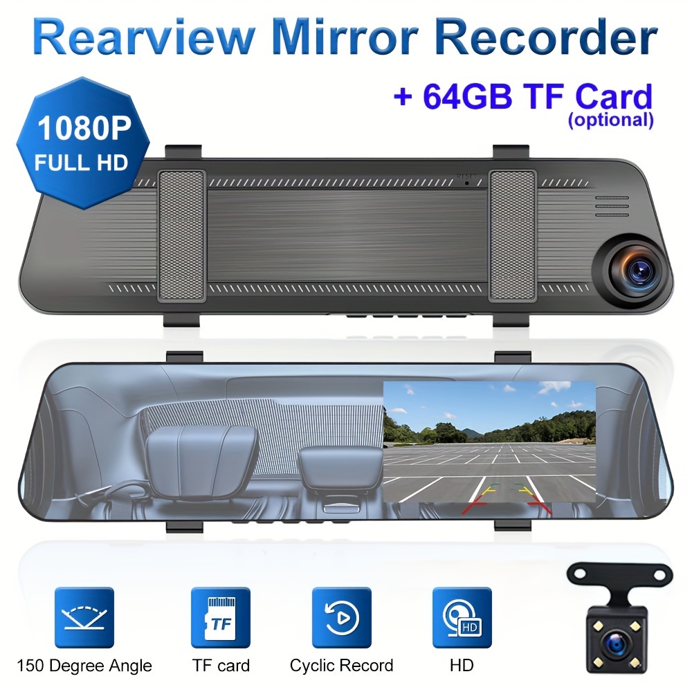 4k Mirror Dash Cam Front Rear Rearview Mirror Camera Cars - Temu