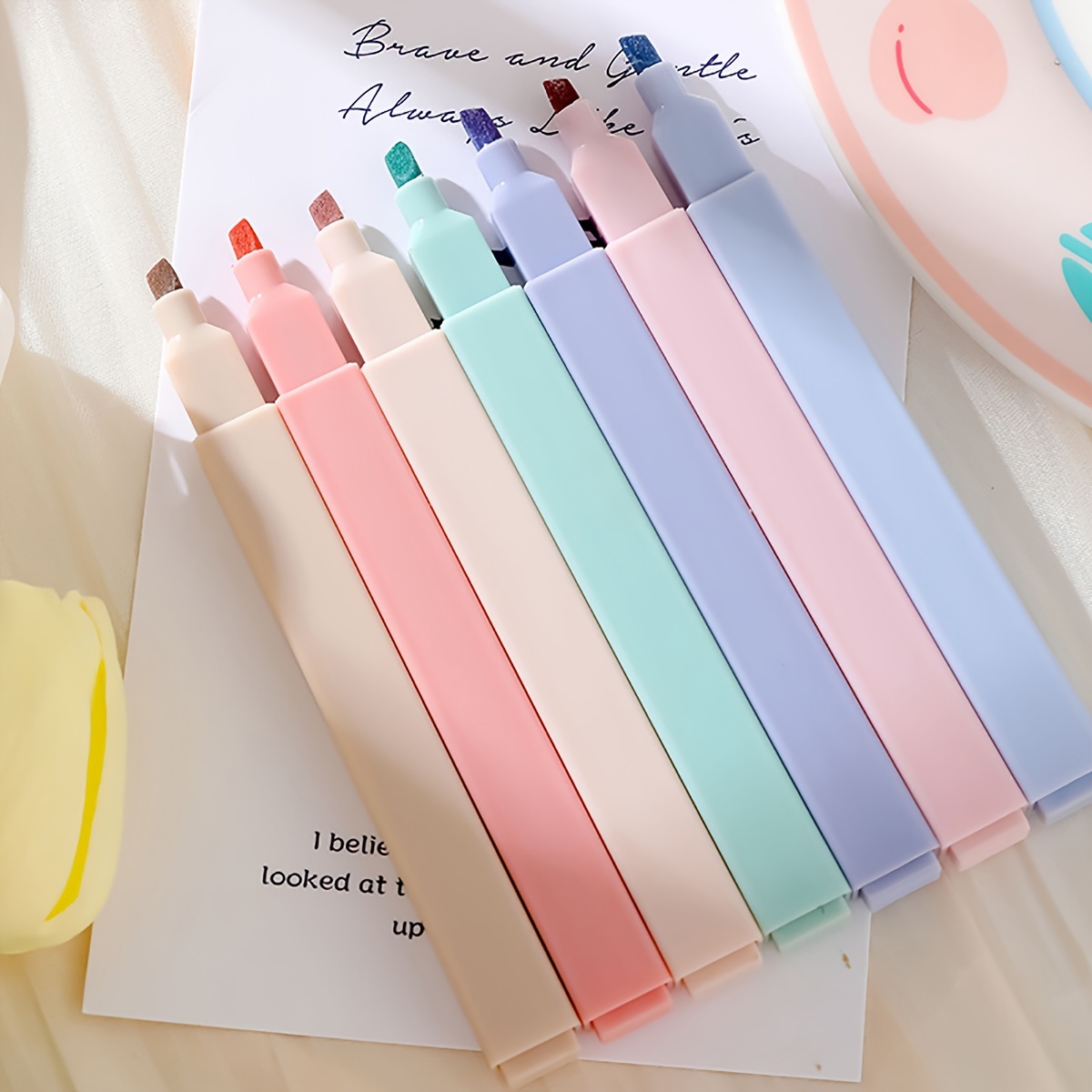 6pcs/set Double Tip Highlighter Pens Macaron Color Manga Markers Midliner  Pastel highlighters Kawaii Japanese Stationery 