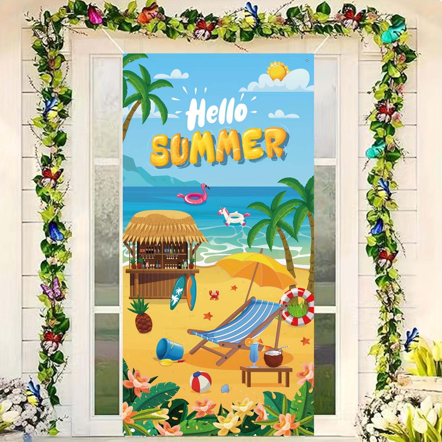 Hello Summer Hawaiian Happy Door Beach Door Decoration - Temu