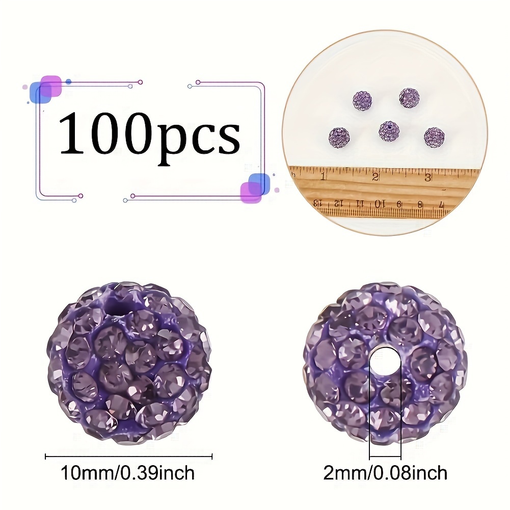 Purple Glass Rhinestone Clay Beads Nail Round Disco Crystal - Temu