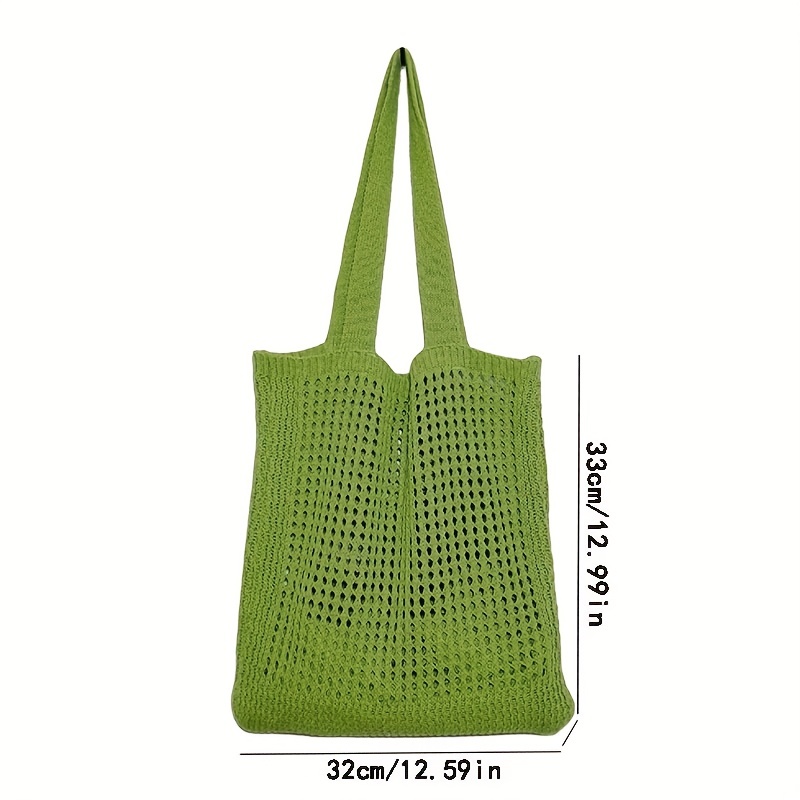 Hollow Out Crochet Bag No-closure Double Handle Polyester Vacation