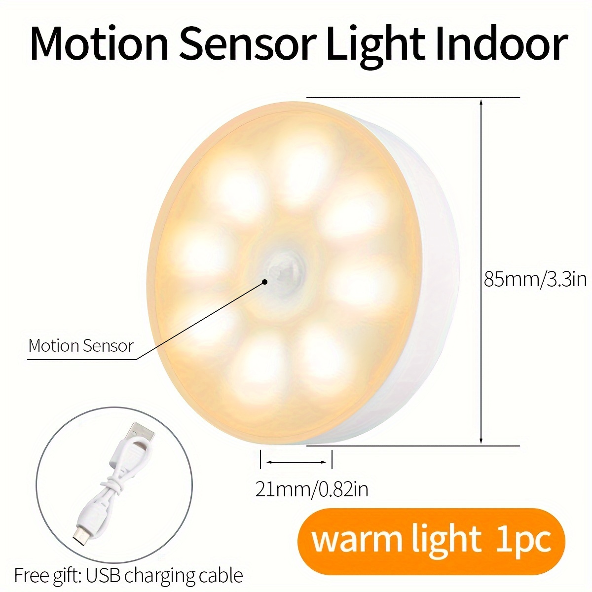 Luz Nocturna Sensor De Movimiento Interiores, Led Bater