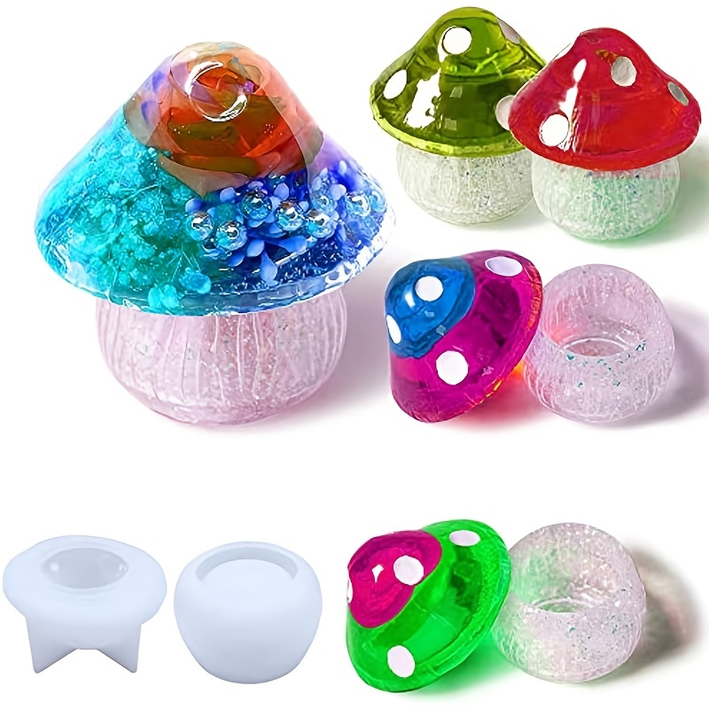 Resin Jar Mushroom Molds, Silicone Mold With Cute Lid Cover, Epoxy Casting  Mushroom Molds For Makeup Brush Small Jewelry Candy Container Storage And P