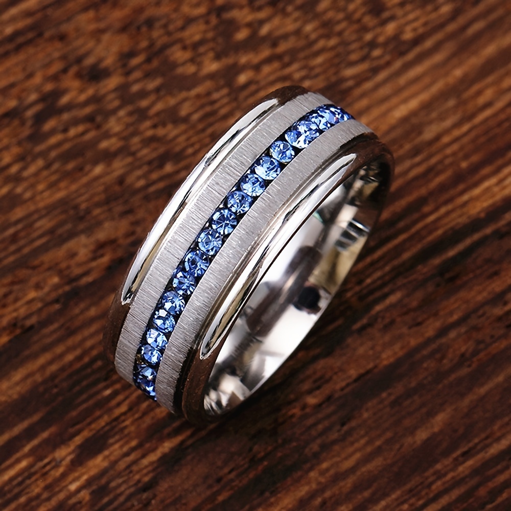 Sapphire Ring Stainless Steel Engagement Couple Ring