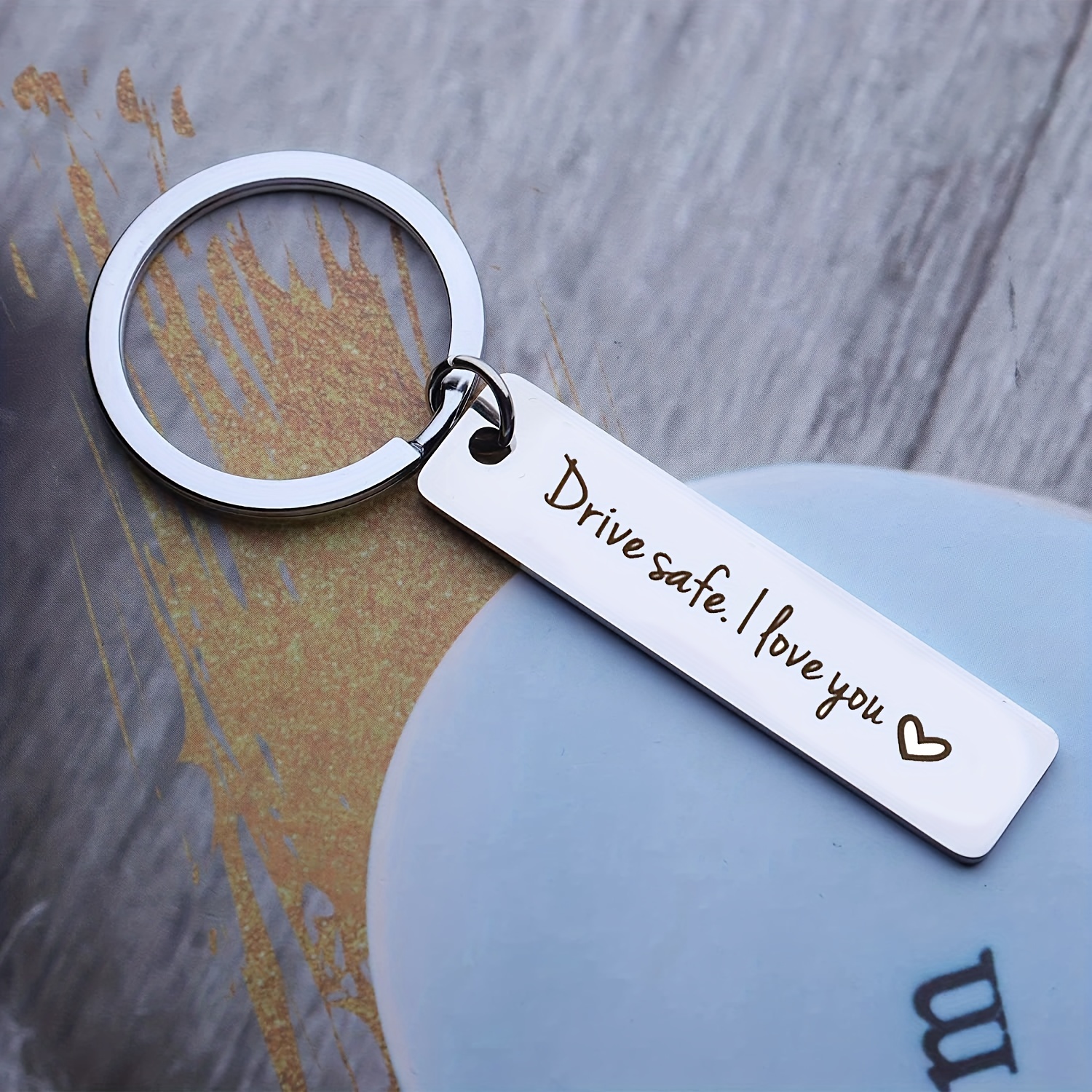Stainless Steel Drive Safe Keychain Keyring Engrave Gift For Husband  Boyfriend