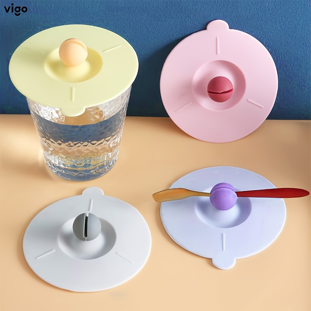 Non-slip Silicone Cup Lid, Solid Color Dustproof Cover With Straw Hole, For  Water Cup, Glass Cup - Temu