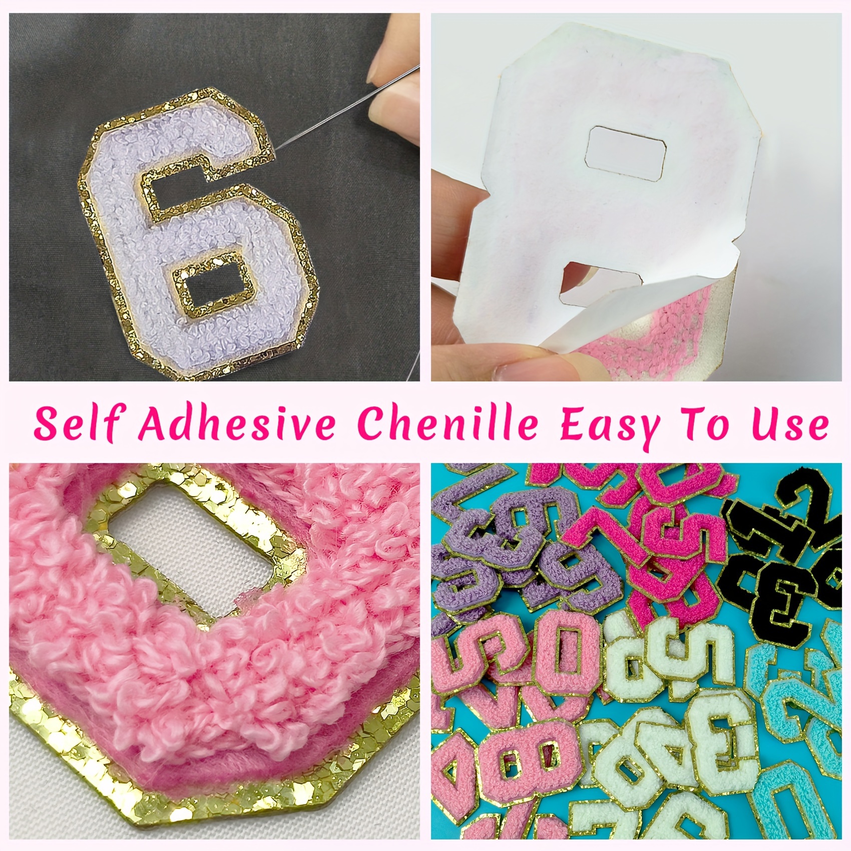Self Adhesive Chenille Number Patches For Laptop Phone Case - Temu