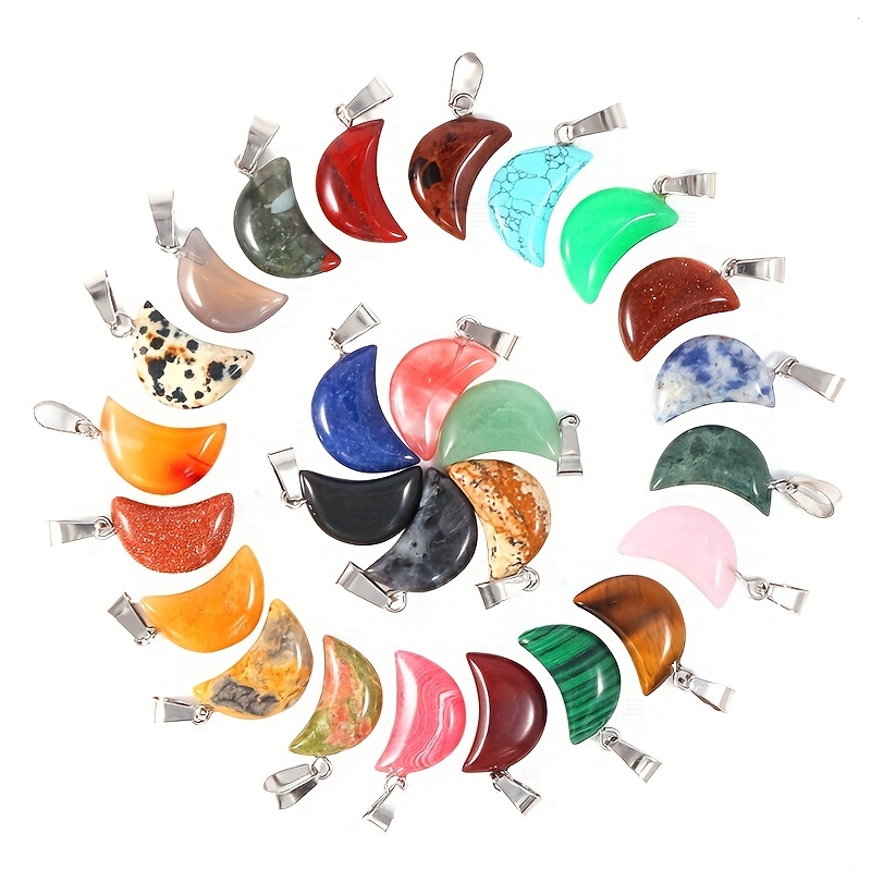 5pcs Crescent Stone Pendant Moon Gemstone Charms