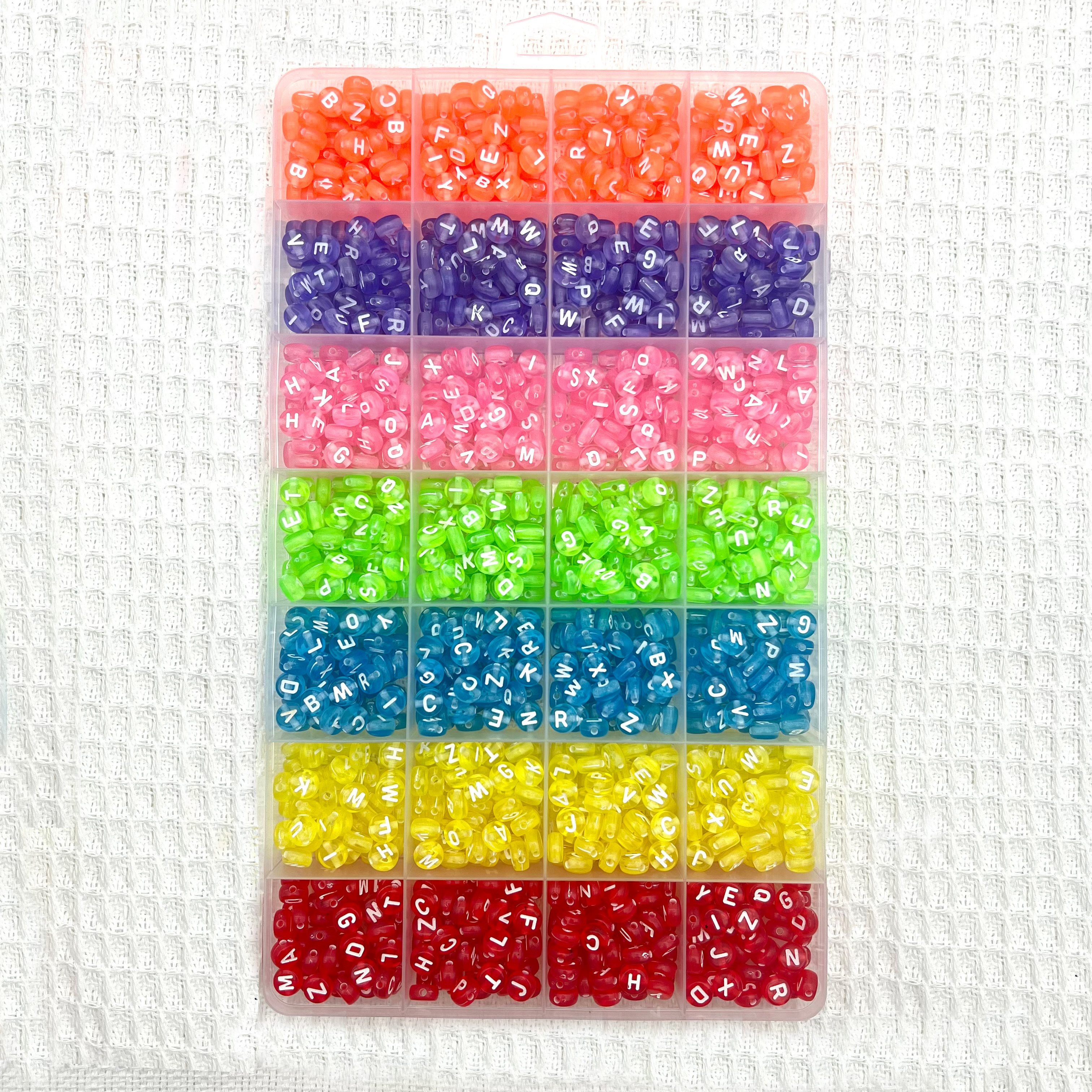 

1600pcs 28 Grids 7 Colors Semi-transparent Acrylic 7mm Letter Beads For Jewelry Making Handmade Diy Bracelet Necklace Beads Set Box