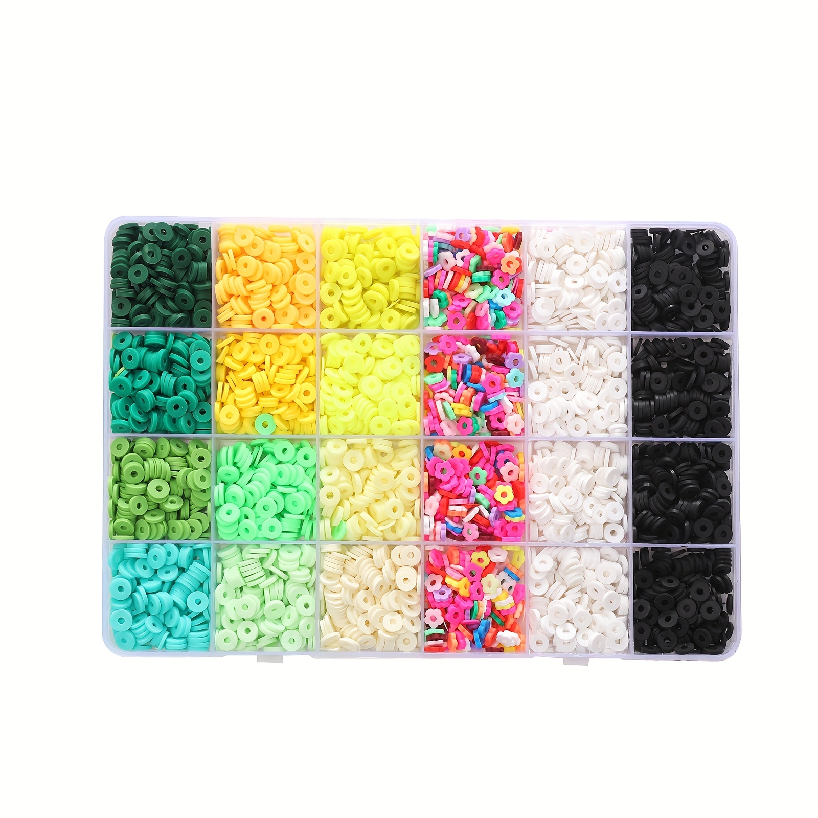 3600pcs Clay Flat Beads Polymer Clay Beads 24 Colours 6mm Round