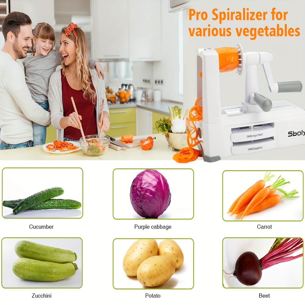 5in1, Vegetable Spiralizer, Manual Zucchini Noodle Maker With Strong  Suction Cup, Zoodles Spiralizer For Potato, Multifunctional Vegetable  Slicer, Fruit Grater, Kitchen Stuff, Kitchen Gadgets - Temu