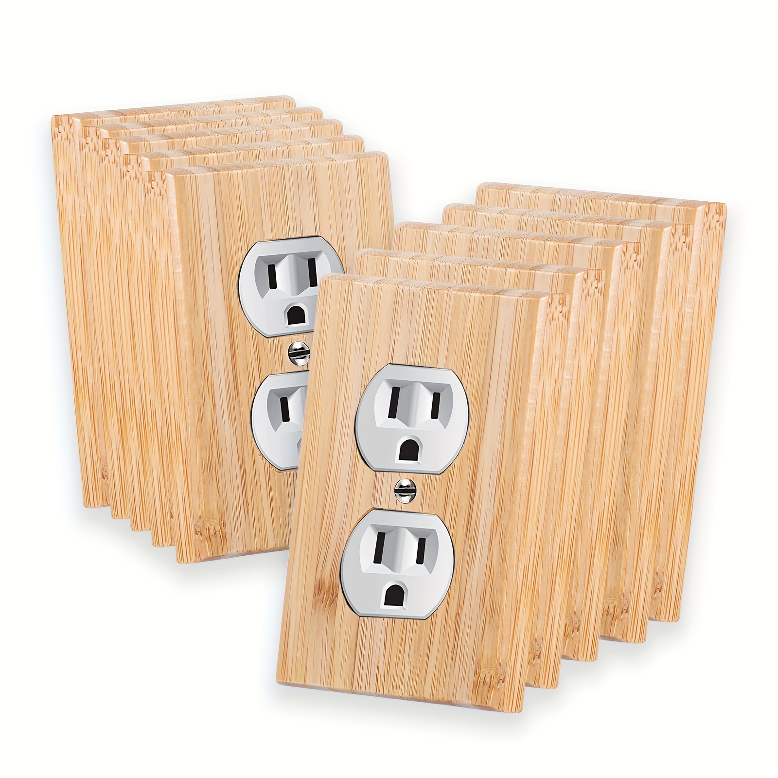 10pcs Outlet Covers Solid Wood Double Hole Outlet Light Switch Plate Bamboo  Light Switch Cover Quality * Decorator Light Switch Or Receptacle Outlet
