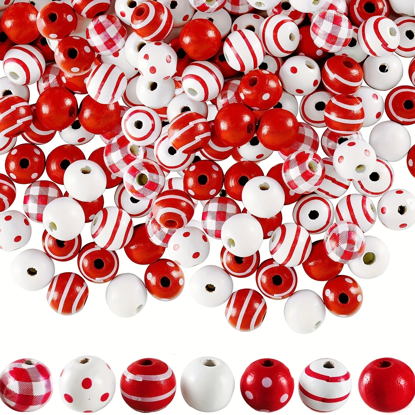 

140pcs Christmas Candy Canes Beads Set - Striped Wooden Craft Beads For , Wreaths, Home Decor & Party Favors, Holiday Beads