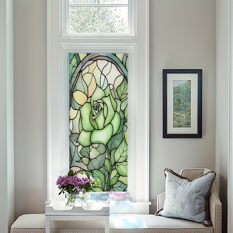 Kaufe Buntglas-Fensterfolie, rund, bunt, Kolibri, statische Fensterfolie  für Heimdekoration (25,4 x 25,4 cm)