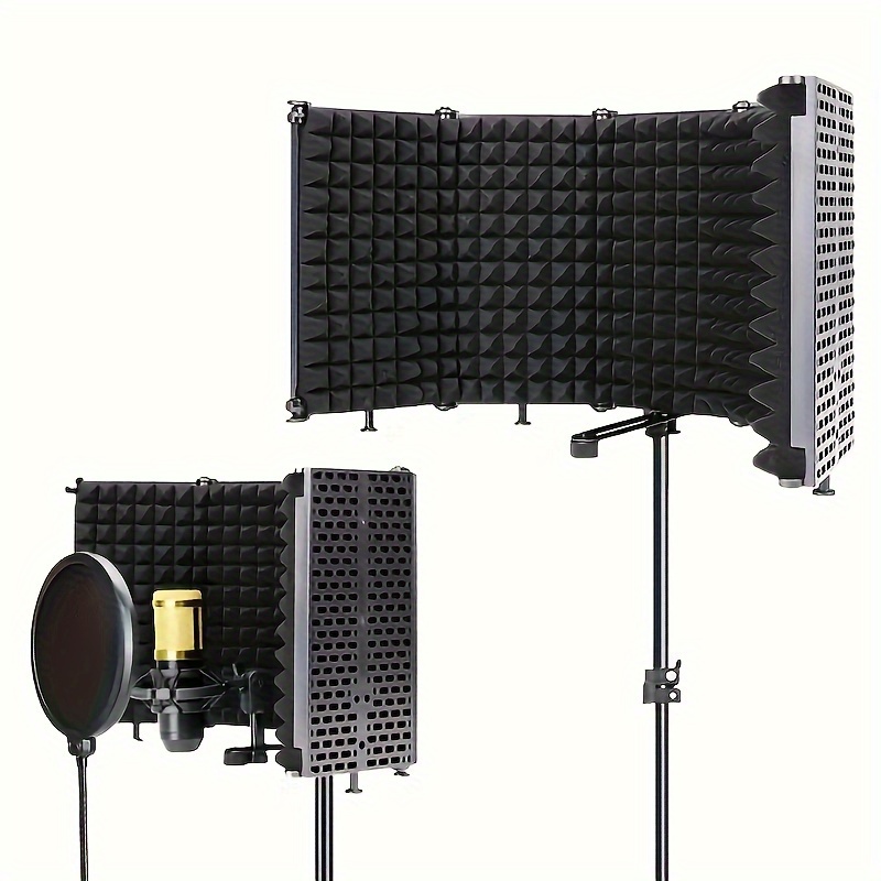 Écran de microphone Filtre acoustique Filtre de microphone avec couvercle  en maille Éponge acoustique insonorisante Pare-brise Bouclier de microphone  bleu