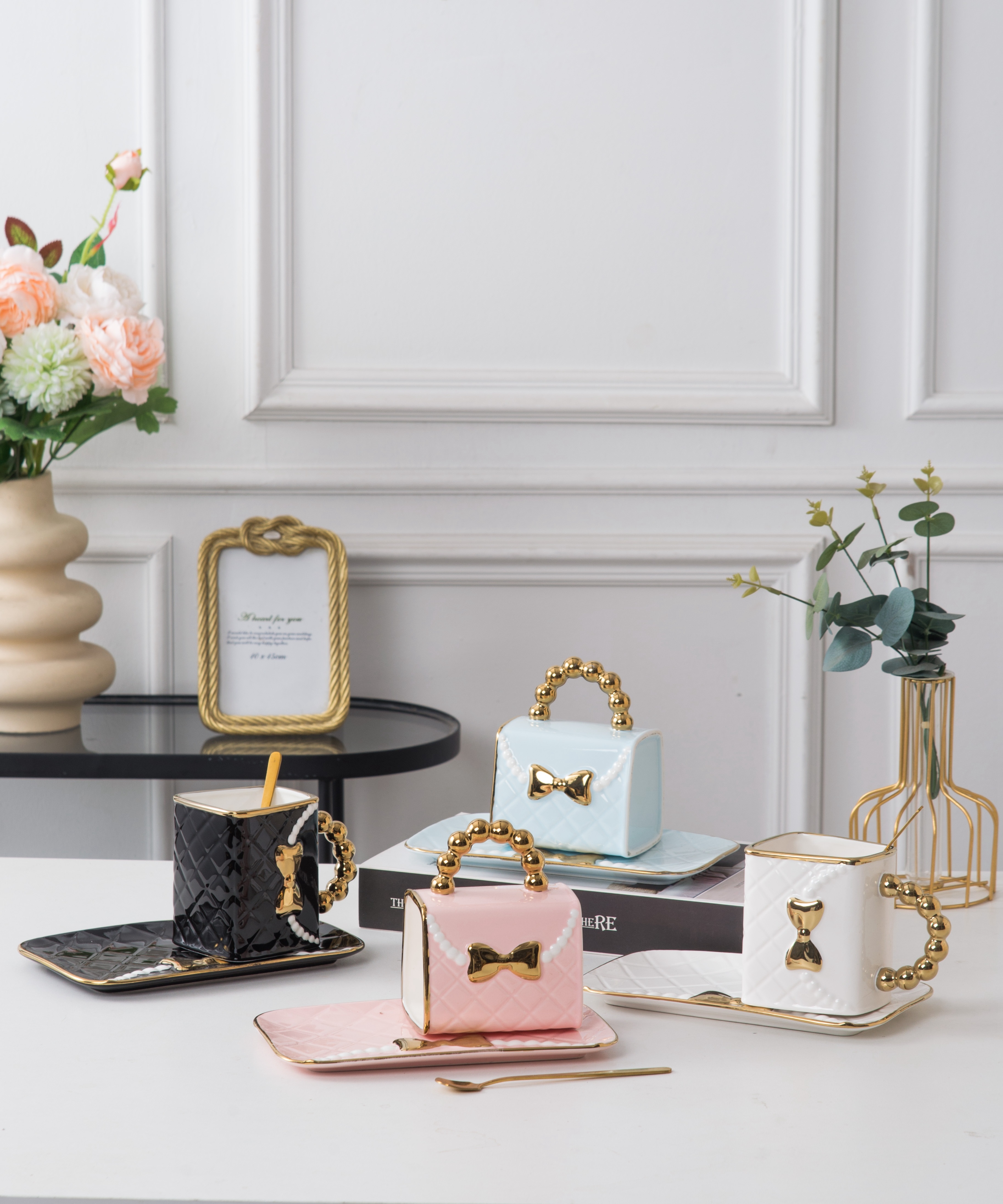 Handbag Design Teacup Saucer Ceramic Coffee Cup Saucer Plate Temu