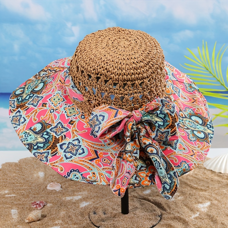 Summer Hats for Women, Womens Beach Hat Packable, Floral Sun Hat