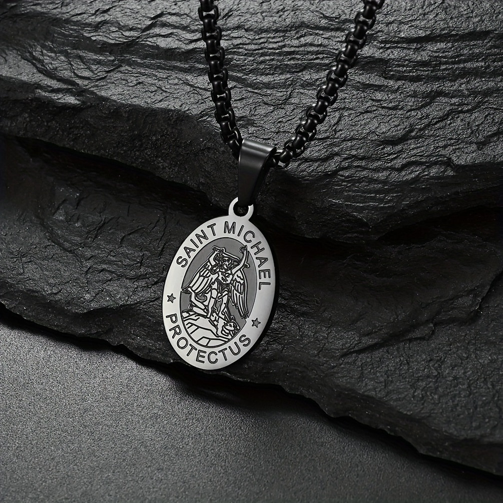 Men's Saint Michael Stainless Steel Pendant Necklace