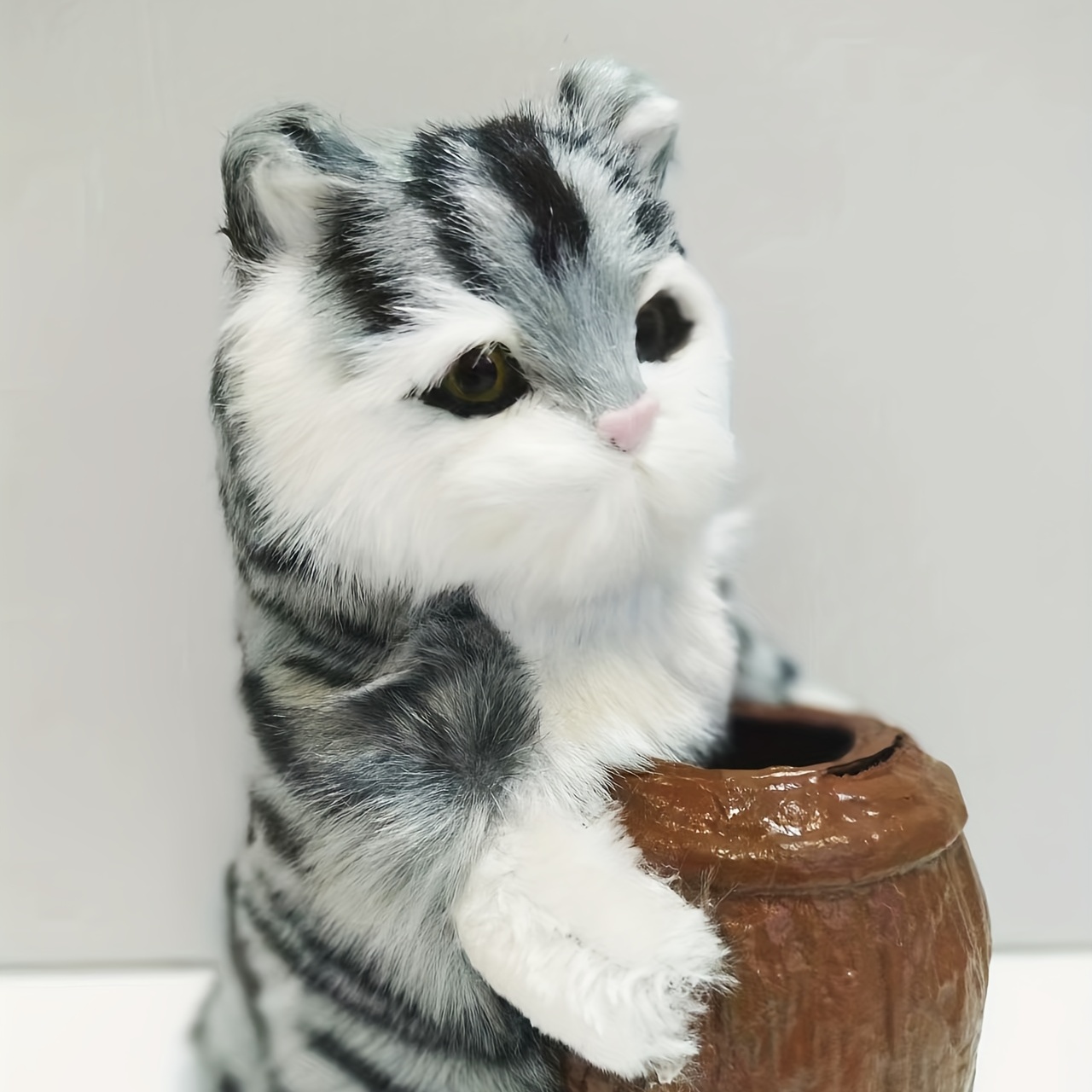 Ebros Gift Lifelike Sitting Grey Tabby Cat Kitten Nigeria