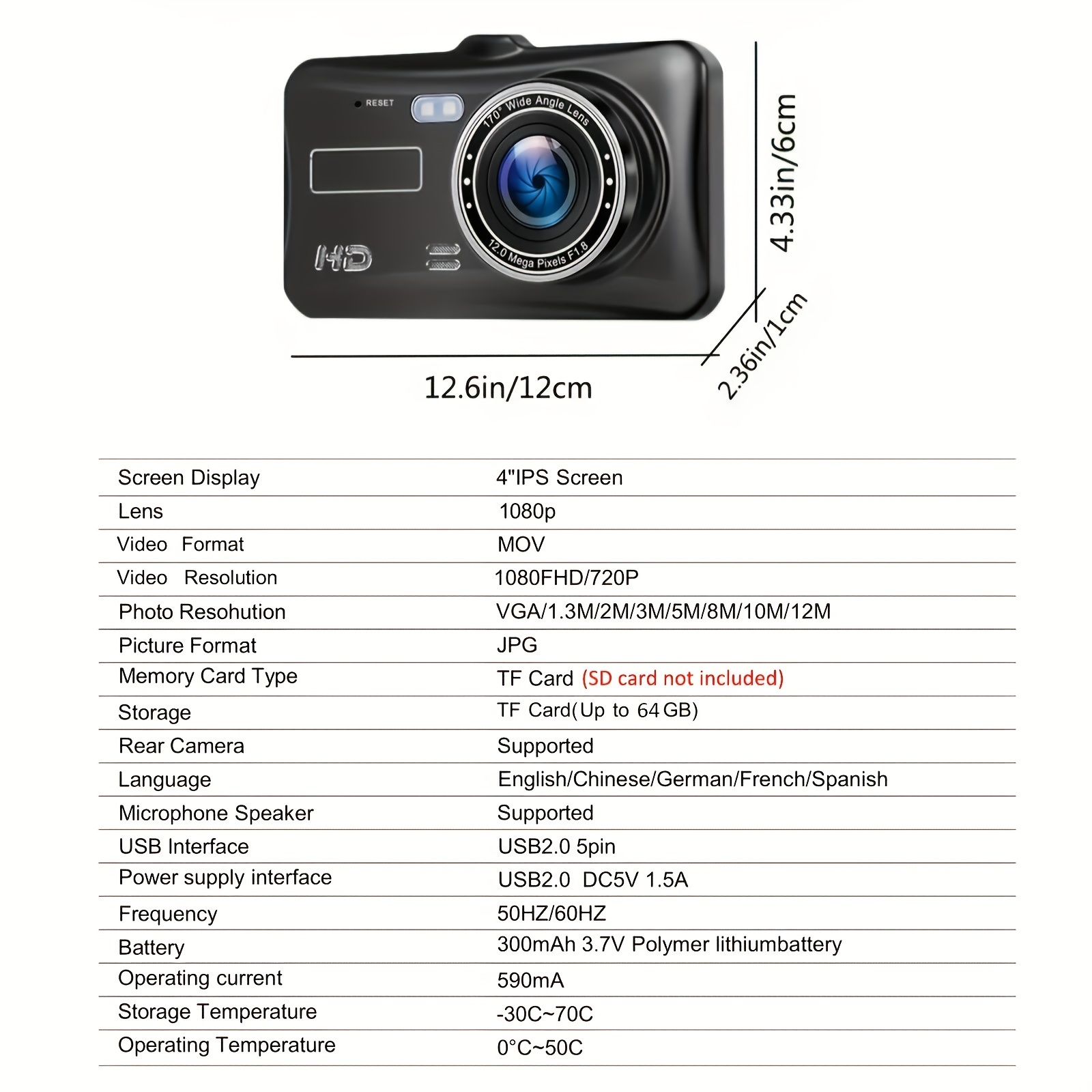 Addkey Cámara Dual Dash Cam Full Hd 1080p Delantera Trasera - Temu