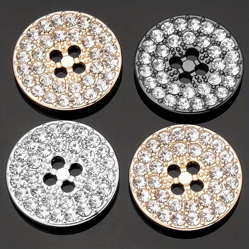 Shiny Metal Buttons 4 Hole Round Buttons Metal Buttons - Temu