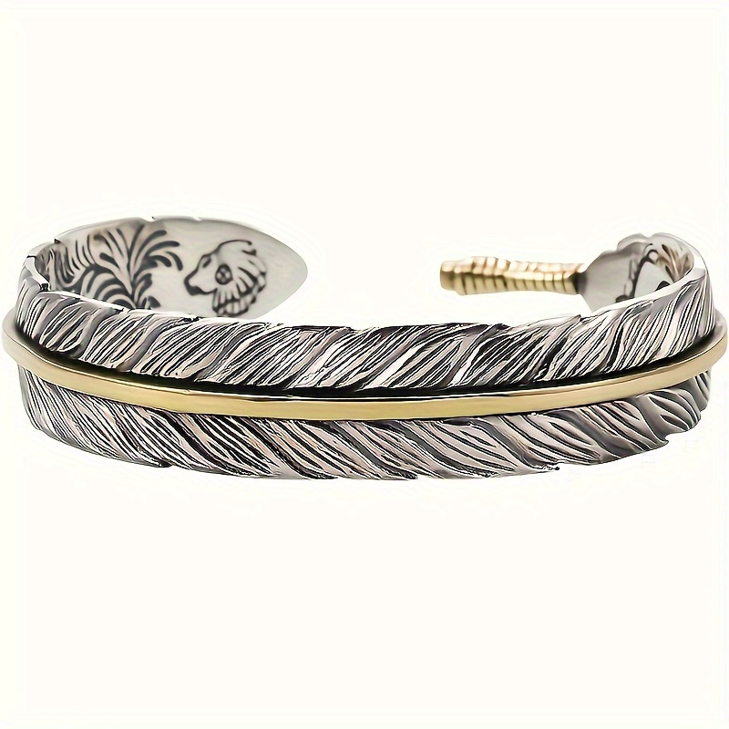 Men's Classic Feather Pattern Bracelet, Two Colors