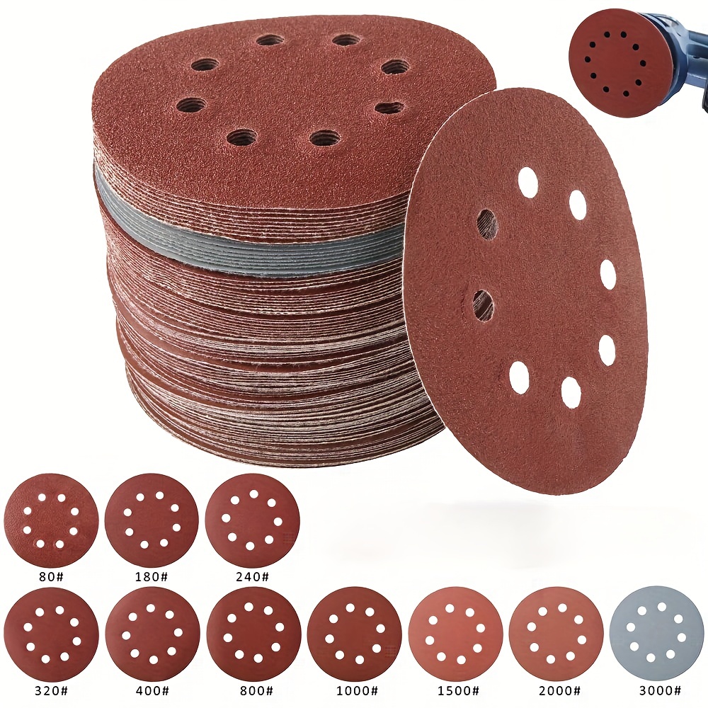 125mm 5 ''Pouces Grit 1000 /2000 /3000 /4000/ 5000 Disques de Ponçage  Crochet Boucle Papier de Verre Rond Disque de Papier de Sable Feuille de  Ponçage