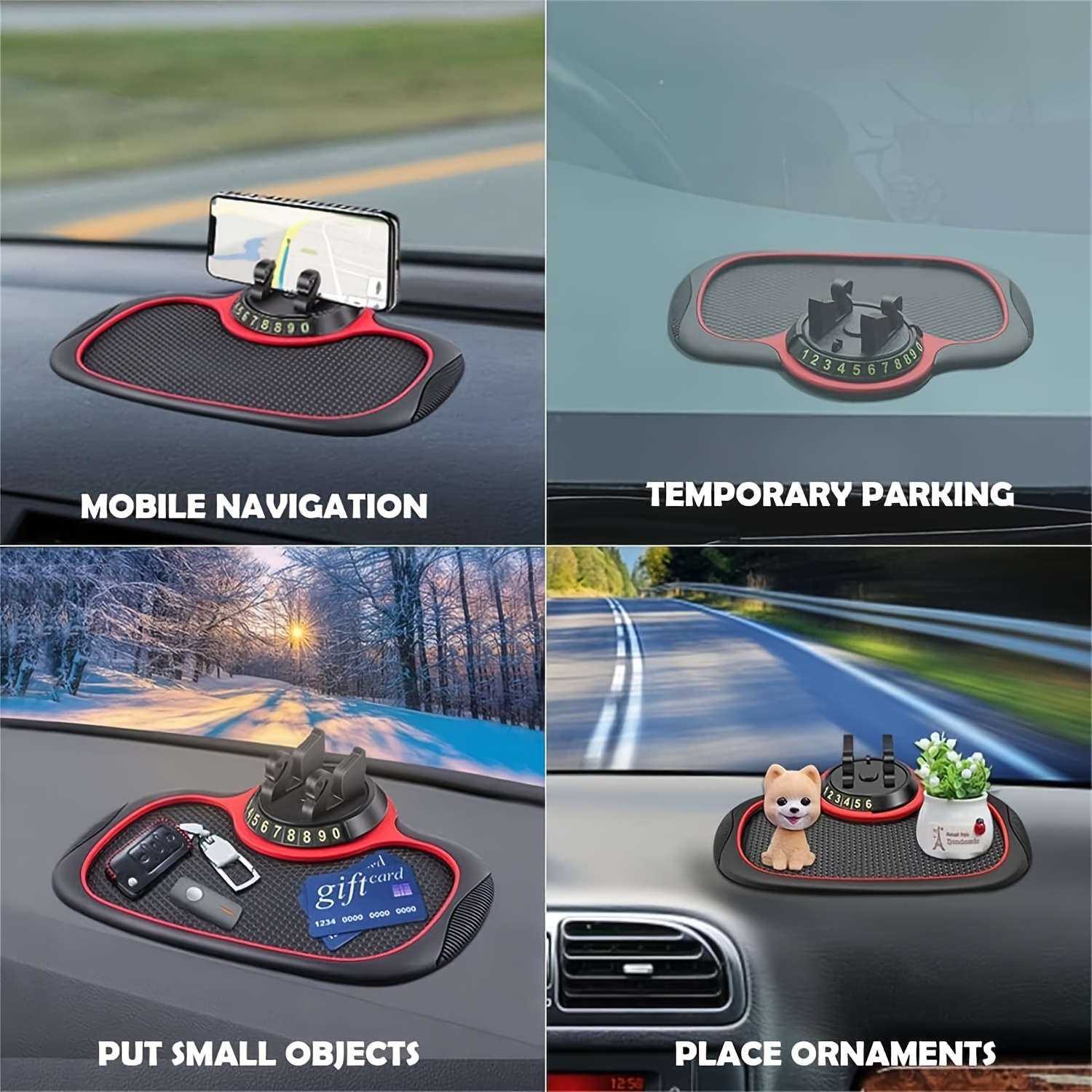 1pc Car Anti Slip Mat Car Phone Holder, Car Phone Bracket, Silicone Car Mat  Pad For Universal Multifunctional Car Dashboard Pad