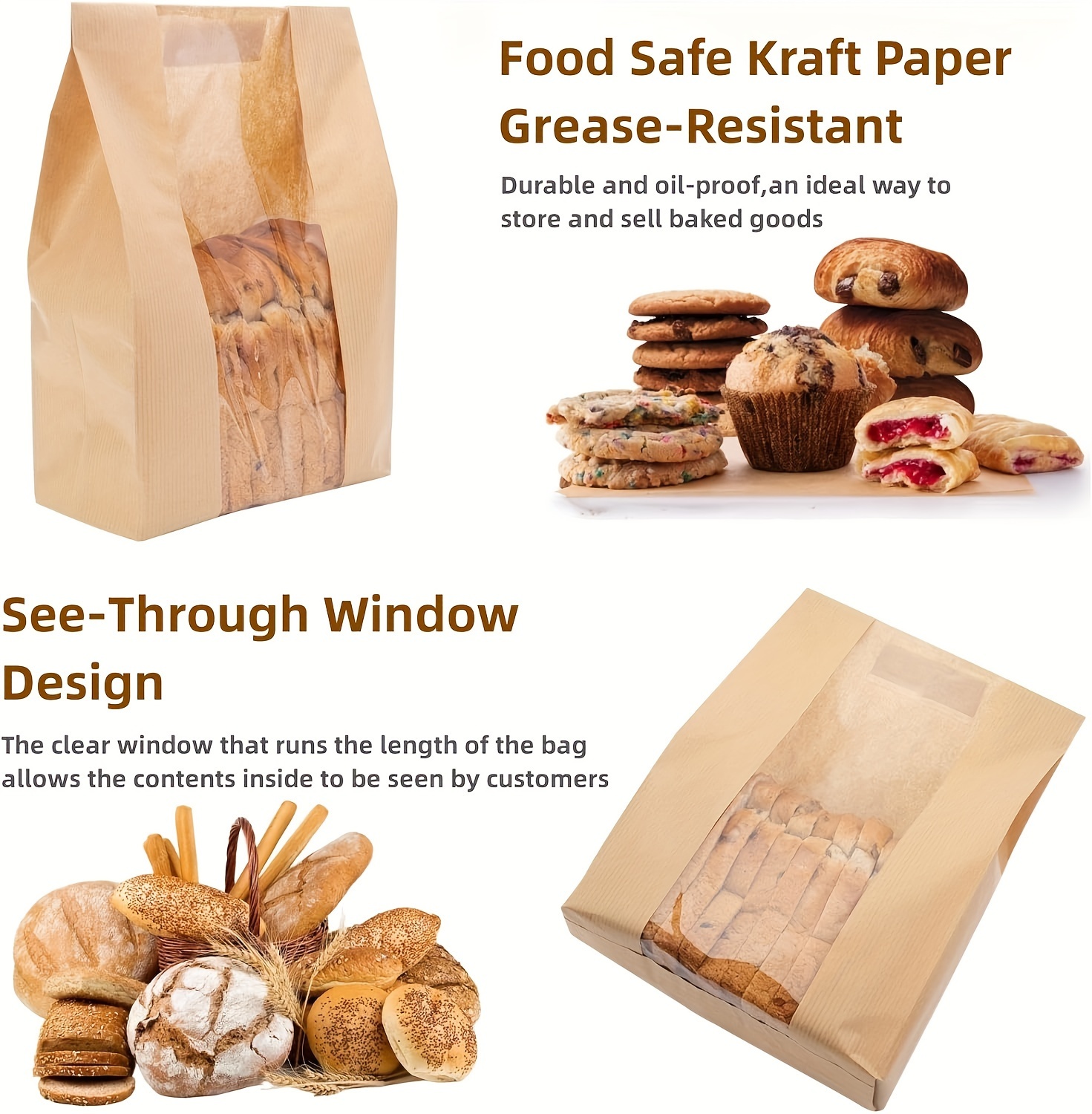 Large paper discount bags for bread