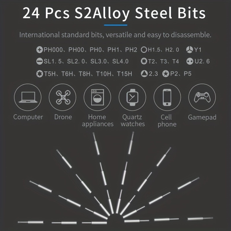 28pcs in Mini Straight Pole Electric Screwdriver Combination - Temu